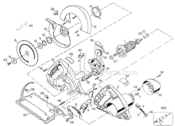 Page A Diagram and Parts List for 7300 Type 3 Black and Decker Circular Saw